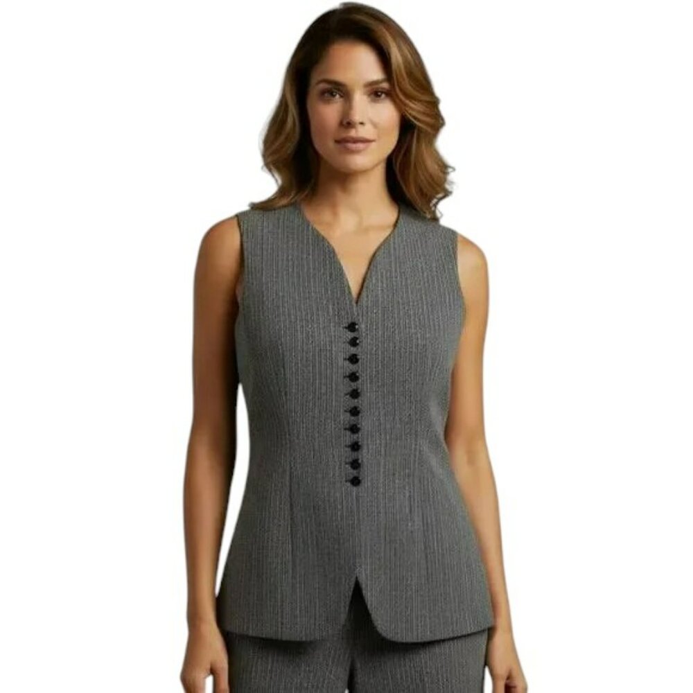 Giuseppe Collection Vest Wool Tailored Black Olive Stripe Size 2 Vintage Preppy